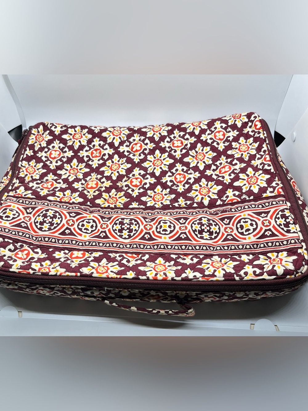 Vera Bradley Quilted Maroon Medallion Large Essential
Lay Flat Travel Organizer